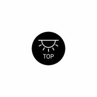 Orientation icon for 22mm light actuator: black circular symbol showing top-lit semicircle with the word "TOP