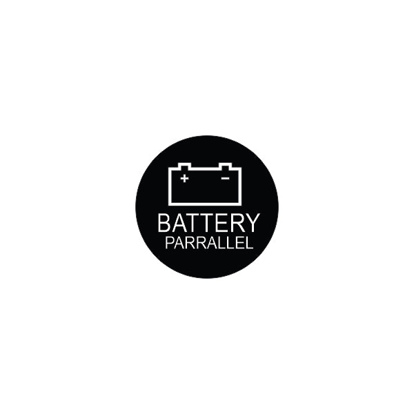 Actuator's black circular icon with battery outline and 'Battery Parallel' label