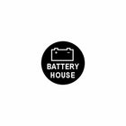 Black circular badge with a battery outline above the label BATTERY HOUSE.