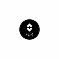 FLIR logo displayed on a black circular badge, centered on a plain white background