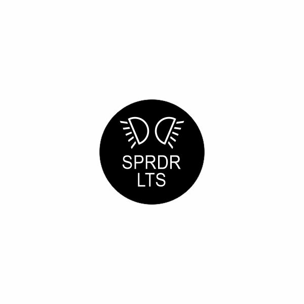 Black circular badge showing two stylized spreader-light beams and the 'SPRDR LTS' label
