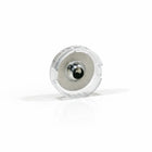 Rear view of 22mm stainless actuator showing central female connector and notched clear bezel