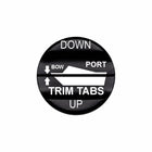 Bluewater laser-etched Trim Tabs PORT 2N1 actuator with UP/DOWN labels and boat graphic