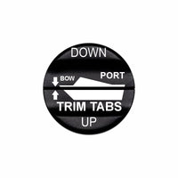 Bluewater laser-etched Trim Tabs PORT 2N1 actuator with UP/DOWN labels and boat graphic
