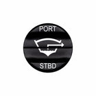Bluewater bilge actuator labeled PORT / STBD, laser-etched black button with icon
