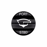 Bluewater bilge actuator labeled PORT / STBD, laser-etched black button with icon