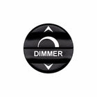 Bluewater dimmer actuator with white laser-etched DIMMER label and up/down arrows