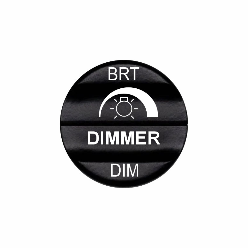 Bluewater dimmer actuator laser-etched with BRT and DIM labels and brightness icon