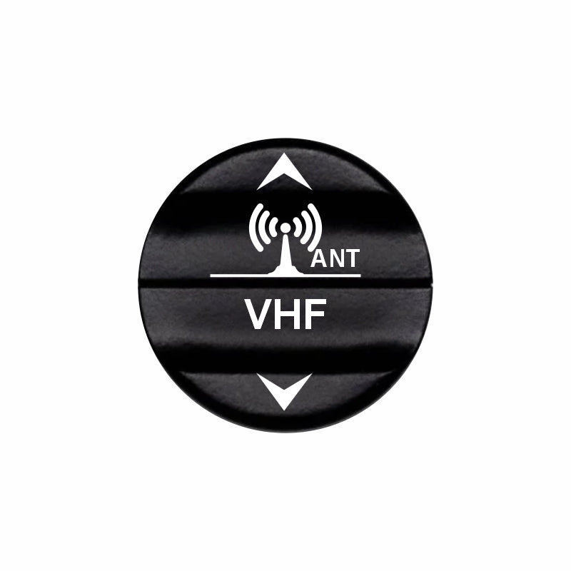 Bluewater 22mm VHF/ANT actuator button with white laser-etched antenna icon