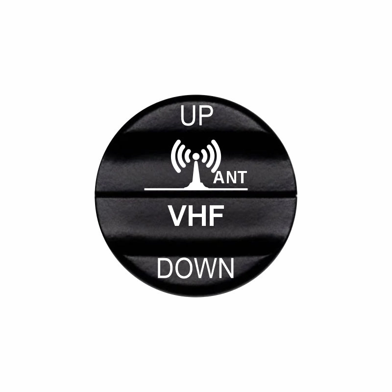 Bluewater VHF antenna UP/DOWN laser-etched 2N1 actuator button with antenna icon
