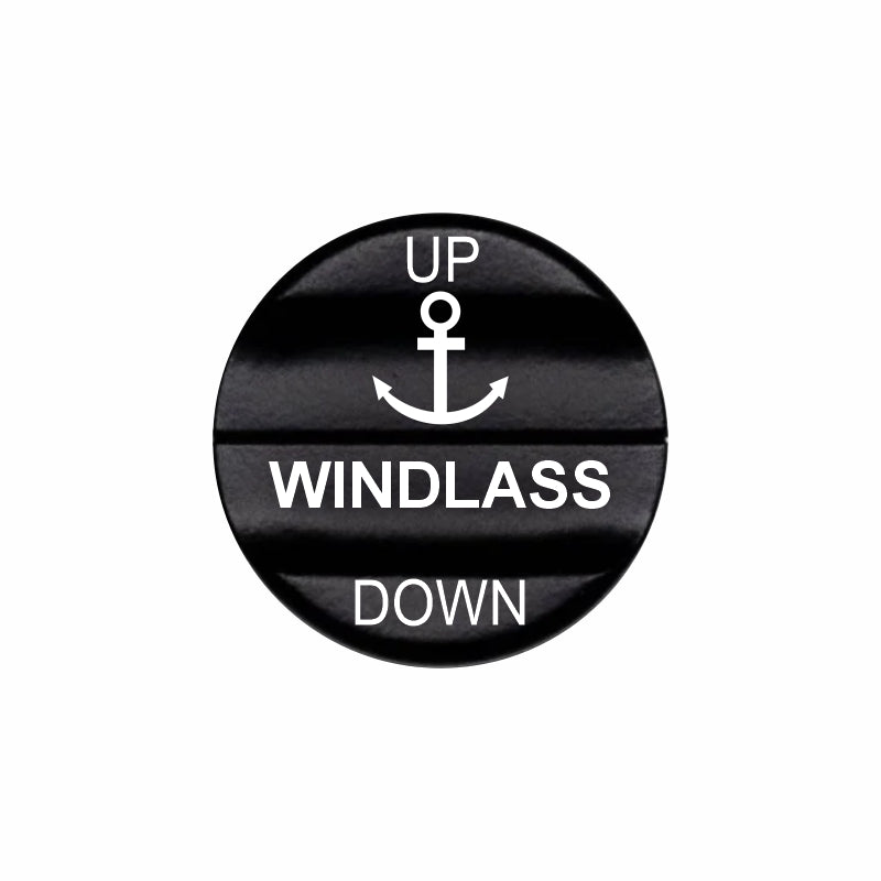 Bluewater Windlass actuator with laser-etched anchor icon and white UP/WINDLASS/DOWN labels