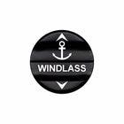 Bluewater Windlass 2N1 actuator button, black laser-etched anchor and WINDLASS label
