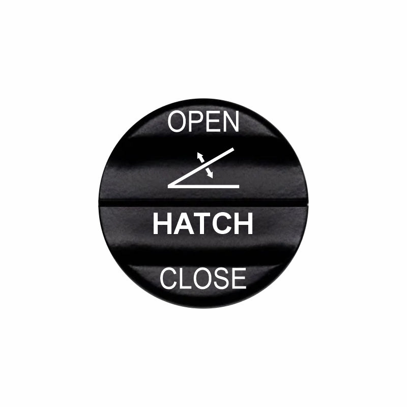 Bluewater 2-in-1 Hatch OPEN/CLOSE actuator with laser-etched white labels on black