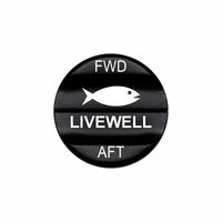 Bluewater LIVEWELL FWD/AFT 2-in-1 laser-etched actuator button with fish icon
