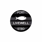Bluewater laser-etched round actuator labeled PORT, LIVEWELL, STBD with fish icon
