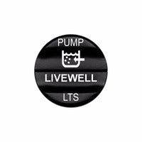 Bluewater Livewell PUMP/LTS actuator with laser-etched LIVEWELL label and pump icon