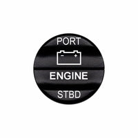 Bluewater 2N1 actuator labeled PORT · ENGINE · STBD with white laser-etched battery icon