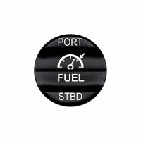 Bluewater laser-etched Fuel actuator labeled PORT and STBD with gauge icon