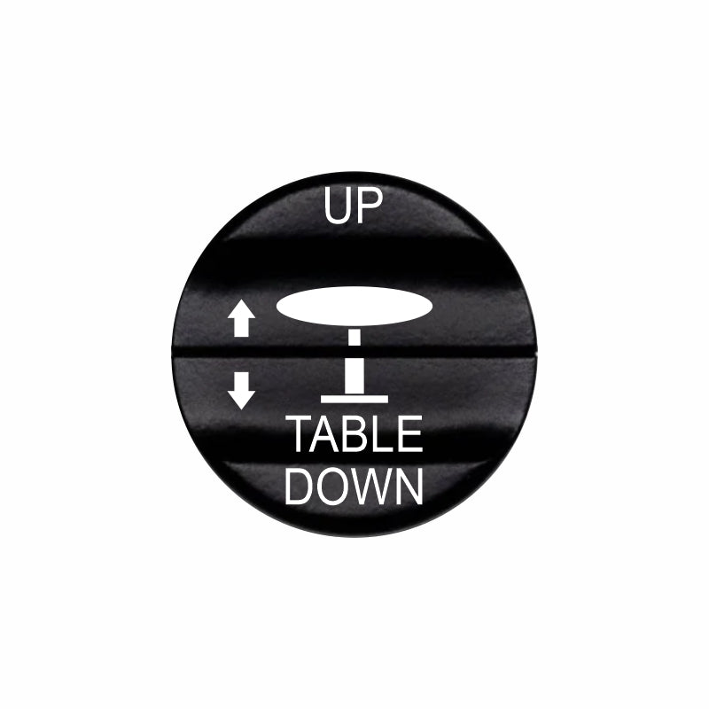 Bluewater table UP/DOWN laser-etched actuator with white UP and TABLE DOWN labels