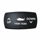 Technoexpress Shop TRIM TABS rocker label with UP and DOWN arrows and boat icon