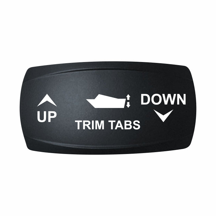 Technoexpress Shop TRIM TABS rocker label with UP and DOWN arrows and boat icon
