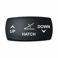 Technoexpress Shop HATCH UP/DOWN rocker switch label with white arrows and tilt icon