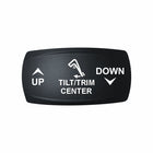 Technoexpress TILT/TRIM CENTER actuator label with UP arrow, trim icon and DOWN