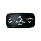 Technoexpress TILT/TRIM STBD black rocker switch panel labeled UP and DOWN with arrow icons