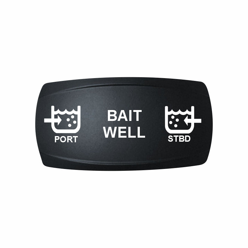 Technoexpress BAIT WELL rocker actuator labeled PORT and STBD with white water icons