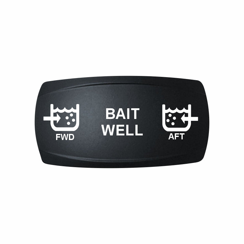 Technoexpress Shop BAIT WELL rocker switch label showing FWD and AFT icons