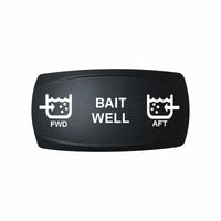 Technoexpress Shop BAIT WELL rocker switch label showing FWD and AFT icons