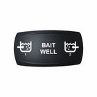 Technoexpress BAIT WELL dual rocker switch panel labeled 1 and 2 with white icons