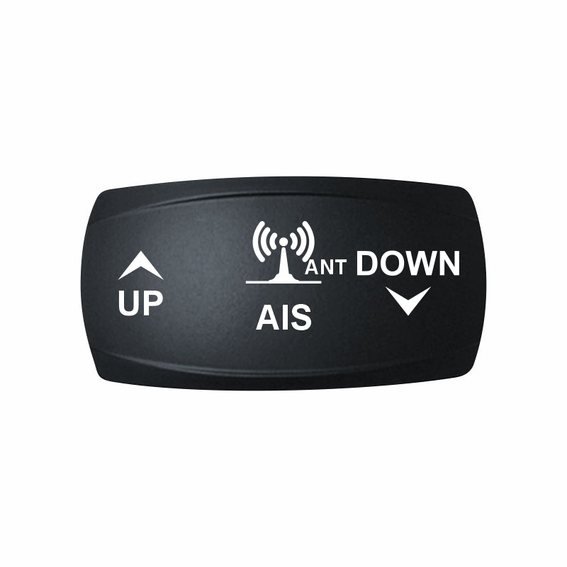 Technoexpress AIS ANTENNA black rocker switch cap with white antenna icon and UP/DOWN labels