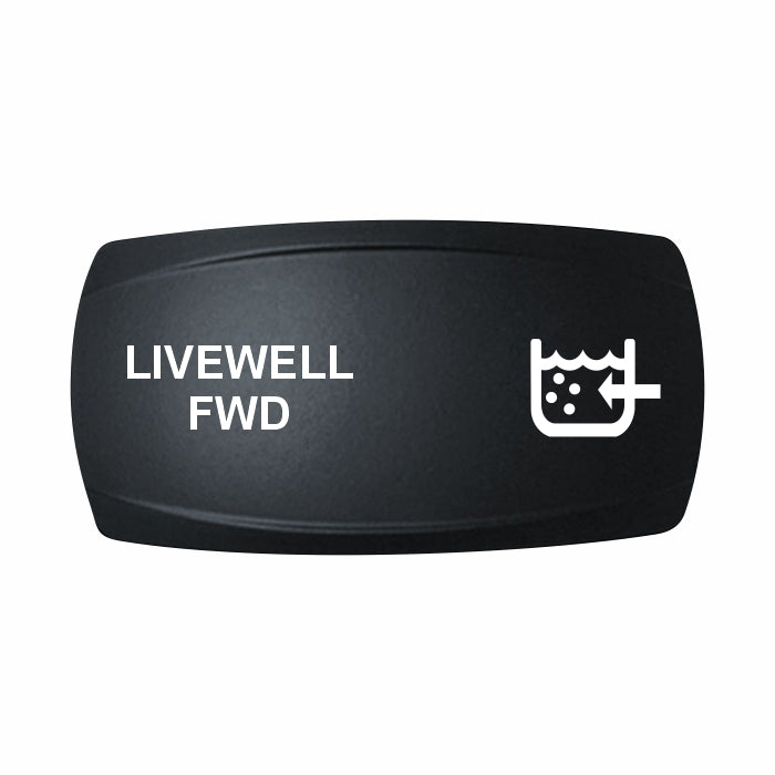 Technoexpress Shop LIVEWELL FWD black rocker switch cap with white label and livewell icon