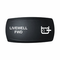 Technoexpress Shop LIVEWELL FWD black rocker switch cap with white label and livewell icon