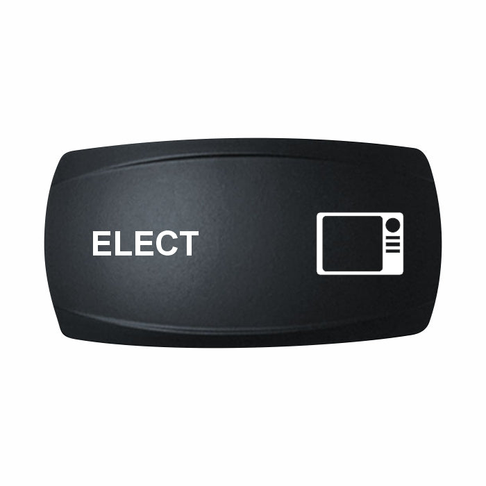 Technoexpress black rocker switch cap labeled 'ELECT' with white electronic device icon
