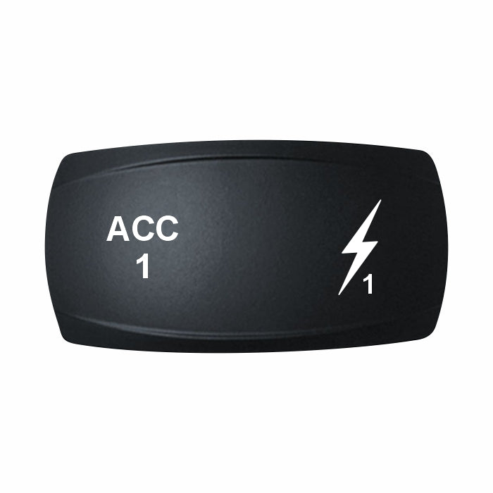 Technoexpress Shop ACC 1 black rocker switch actuator labeled 'ACC 1' with lightning bolt