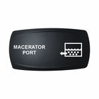 Technoexpress Shop Macerator Port black rocker switch labeled MACERATOR PORT with macerator discharge icon