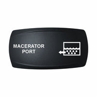Technoexpress Shop Macerator Port black rocker switch labeled MACERATOR PORT with macerator discharge icon