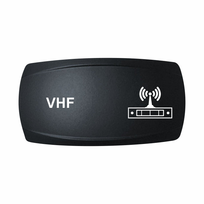 Technoexpress Shop VHF rocker switch cap labeled VHF with antenna radio icon