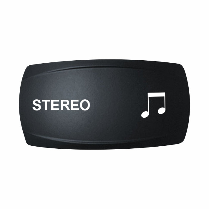 Technoexpress Shop STEREO rocker switch cover, black cap with white music note icon
