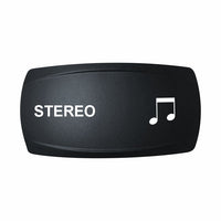 Technoexpress Shop STEREO rocker switch cover, black cap with white music note icon