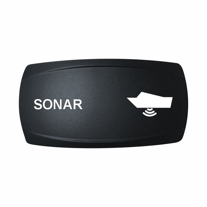 Technoexpress SONAR rocker switch cap with white boat icon and sonar wave symbol