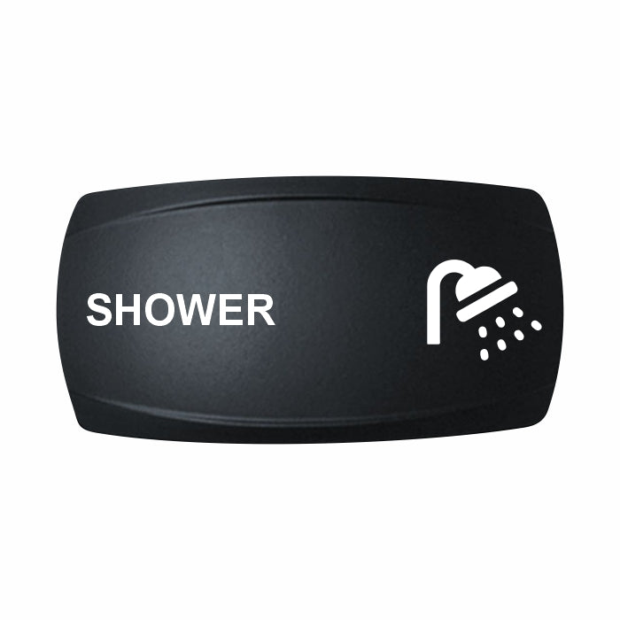 Technoexpress Shop black rocker switch labeled SHOWER with white shower head icon