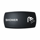 Technoexpress Shop black rocker switch labeled SHOWER with white shower head icon