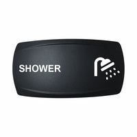 Technoexpress Shop black rocker switch labeled SHOWER with white shower head icon