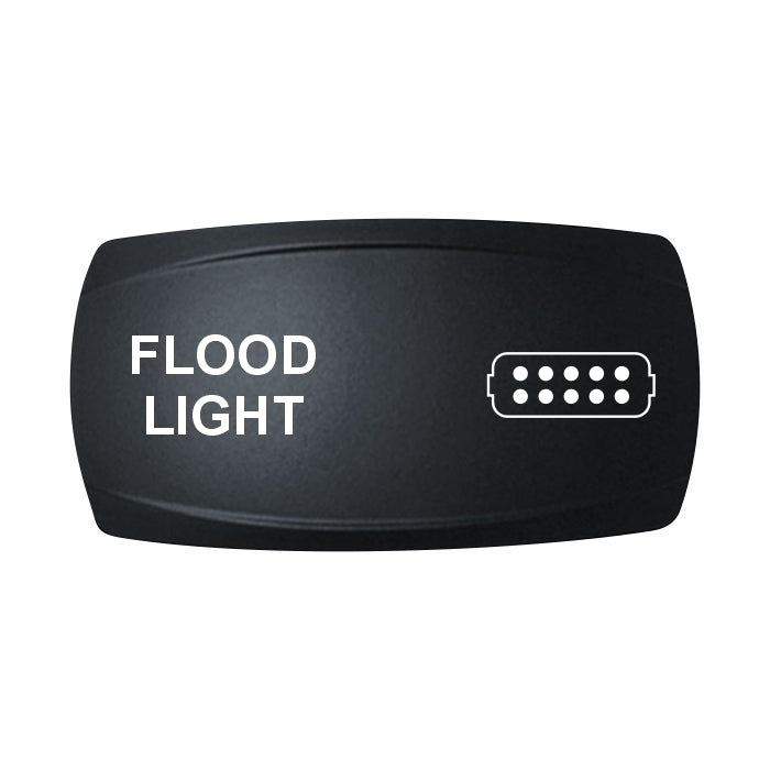 Technoexpress Shop black rocker switch label marked 'FLOOD LIGHT' with LED icon