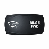 Technoexpress black rocker switch actuator labeled "BILGE FWD" with bilge indicator icon