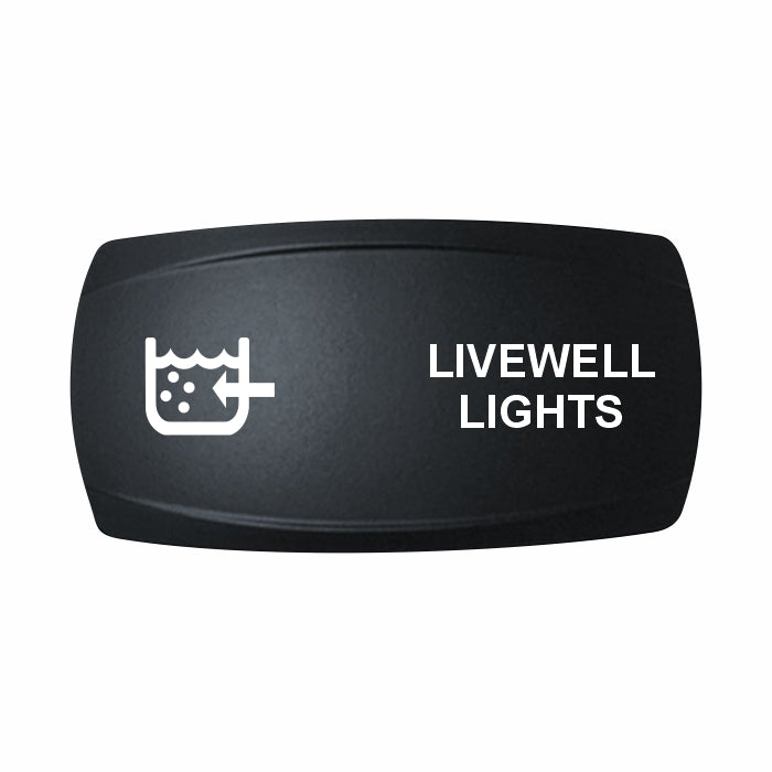 Technoexpress Shop black rocker switch labeled "LIVEWELL LIGHTS" with livewell icon
