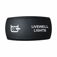 Technoexpress Shop black rocker switch labeled "LIVEWELL LIGHTS" with livewell icon